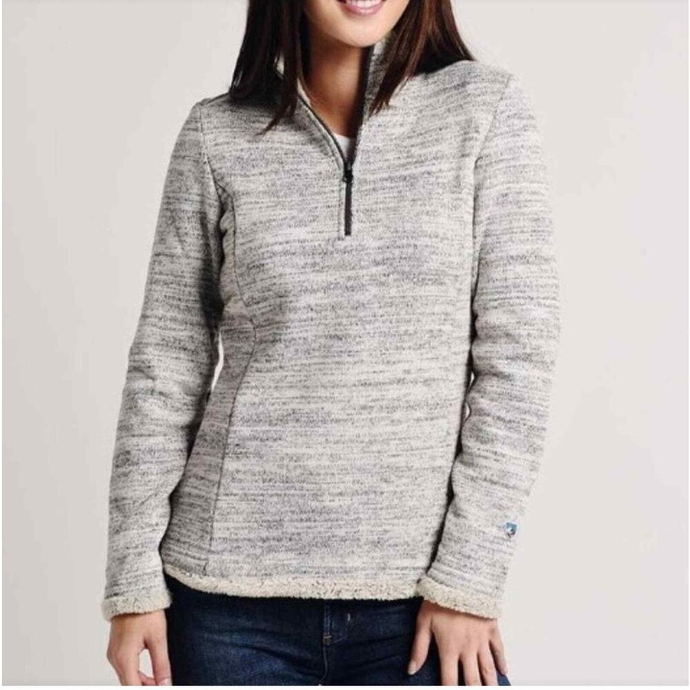 Kuhl Women's Heathered Light Gray Quarter‑Zip Sweater